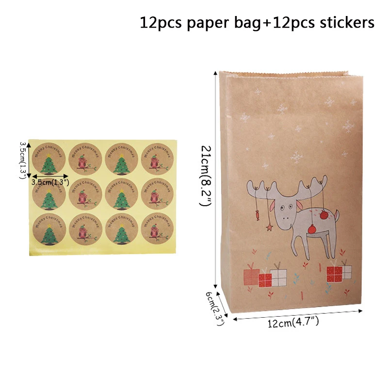 12set paper bag E Веселые рождественские подарочные сумки Рождественская елка пластиковая упаковочная сумка Снежинка коробка с рождественскими конфетами новогодний спрос среди детей сумка Noel Navidad - Цвет: 12set paper bag E