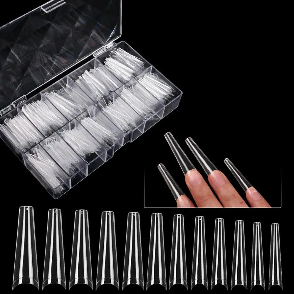 

480Pcs/Box Nail Tips No Crease DIY Transparent Coffin Natural Artifical False Nails Coffin Tips Manicure DIY Tools capsule ongle