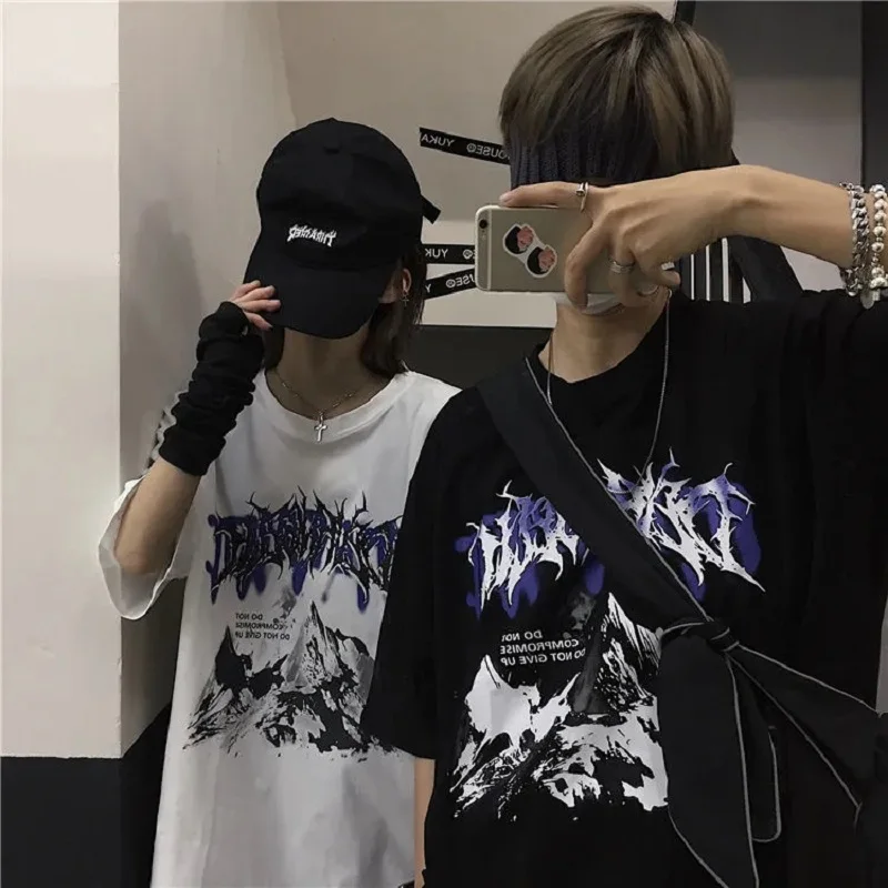 

Harajuku High Street Plus Size T-shirt Short Sleeve Dark Printed Summer Loose Top Oversized t-shirt women's t-shirt Punk vintage