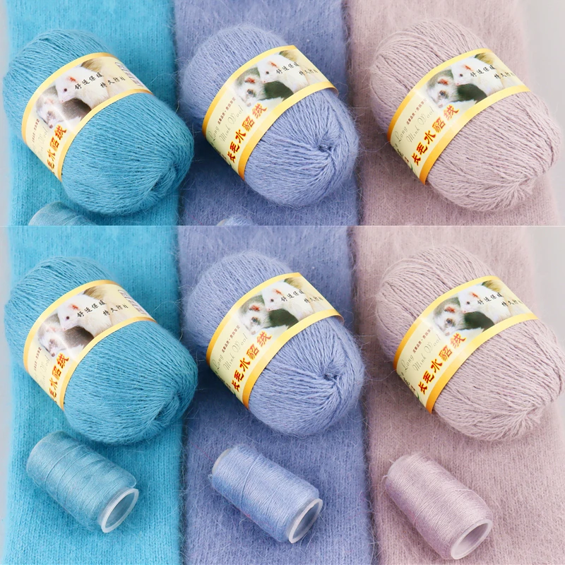 Прямая доставка 50 г + 20 г/комплект Длинная шерстяная пряжа с шерстью норки DIY