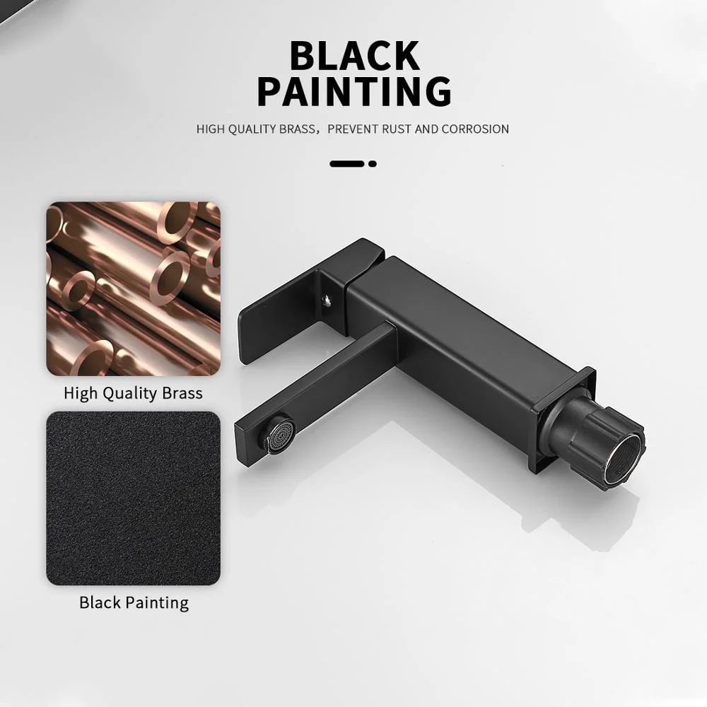 

Sink faucet Bathroom Basin Faucet Black Square Single Hole Basin Faucet Hot and Cold Single Handle Single Hole Faucet Sink fauce
