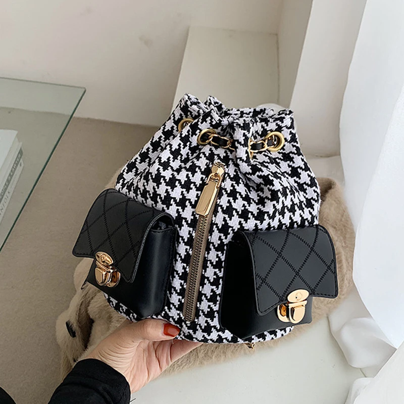 

Женский рюкзак-ведро на цепочке, модная простая дизайнерская сумочка на плечо для девушек, женская уличная сумка из искусственной кожи