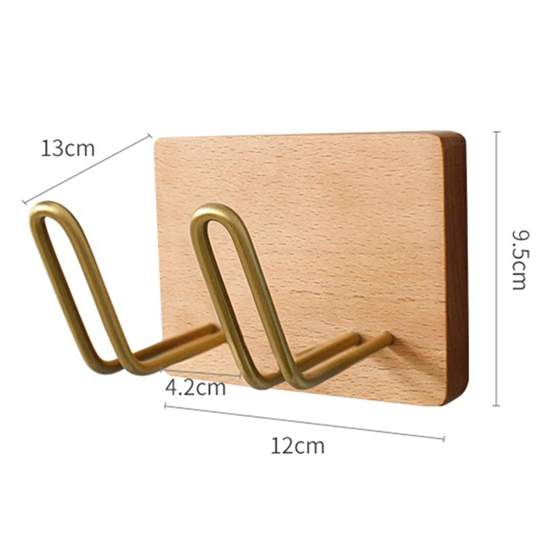 

Bathroom Wall Punching-Free Hair Dryer Bracket Storage Rack Solid Wood Brass Wind Rack