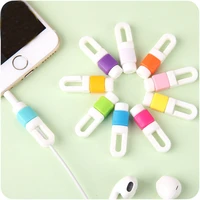 cute cable earphones protector for phone usb colorful data charger earphone cable cover protetor