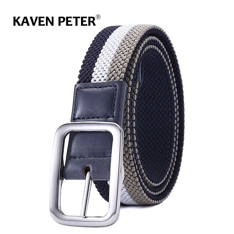 Men's Elastic Belt Without Holes Mixed Color Fashion Luxury Gentleman Stretch Woven Canvas Belts High Quality