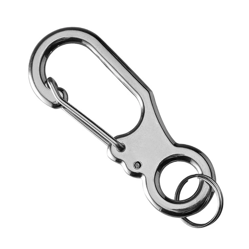 

2pcs Carabiner Stainless Steel Key Ring Spring Snap Clip Anti-Loss Keychain Hook