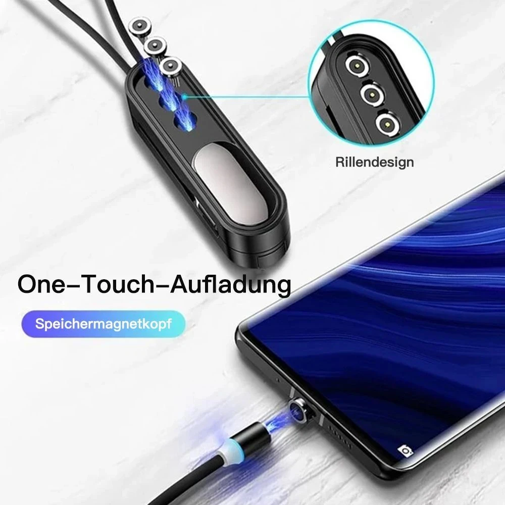 

3 in 1 Magnetic Portable Fast Charging Cable Compatible with Usb Type C Smartphone and iProduct Device 1.1 Ft DU55