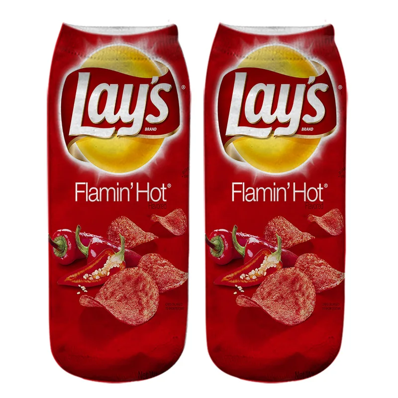 

Potato chips 3D digital printing socks puffed food Zero food boat socks heat transfer printing
