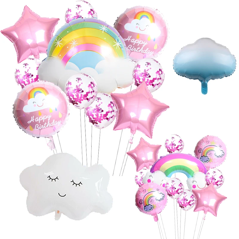 Милые Мультяшные солнце Радуга улыбка облако фольгированные воздушные шары