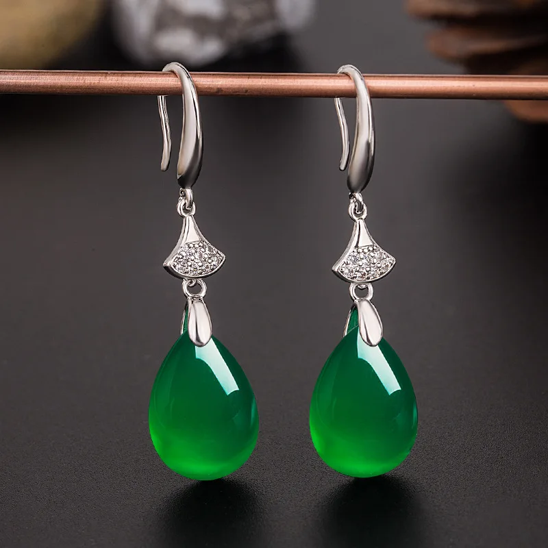 

100% Real S925 Sterling Silver Earring Women Natural Emerald Gemstone Silver 925 Jewelry Wedding Bizuteria Garnet Drop Earrings