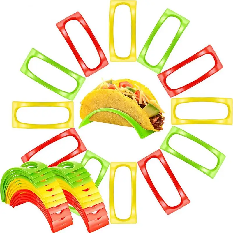 

36PCS Colorful Plastic Taco Shell Holder Taco Stand Plate Protector Food Holder Kitchen Tools Mexican Crepe Holder Rack Stand
