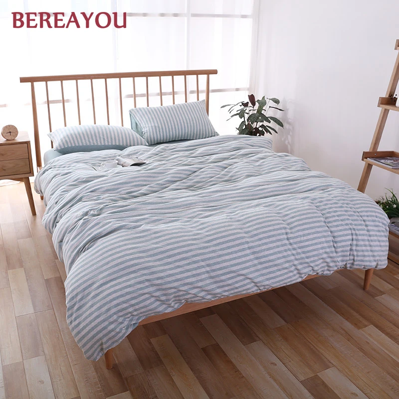 Винтажные постельные принадлежности в серую полоску хлопковый пододеяльник