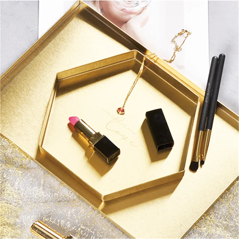 Скандинавский стол для хранения тарелок парфюм розовое золото металлический