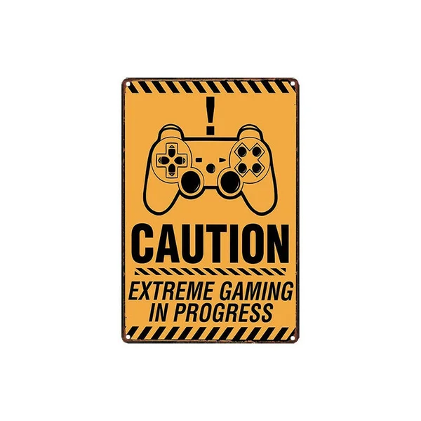 

Metal Tin Sign Caution Extreme Gaming in Progress Bar Pub Home Vintage Retro