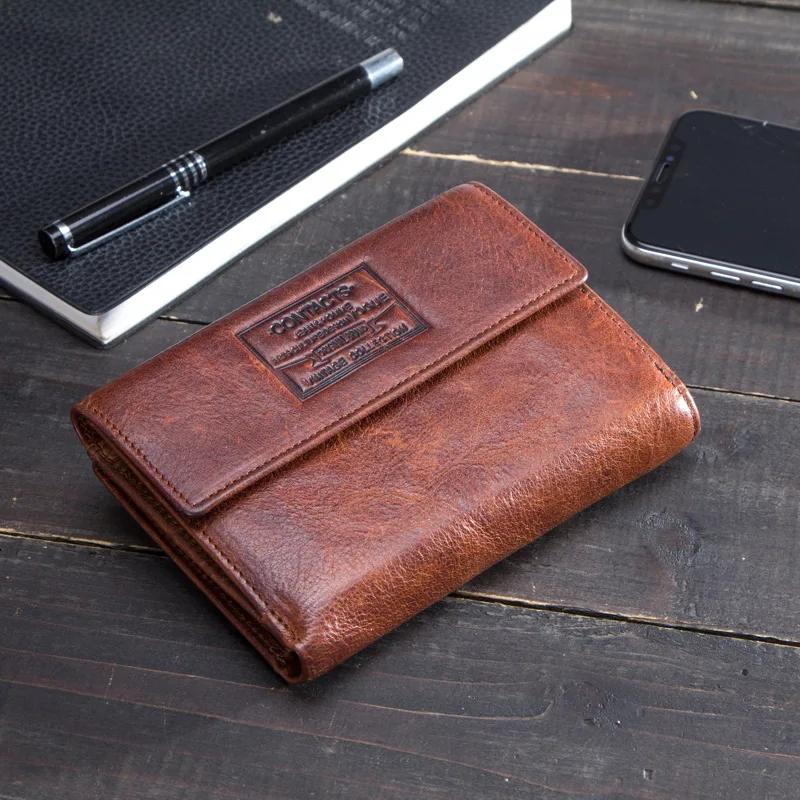 

YourSeason Casual Mens 2021 Crazy Horse Leather Wallet Card Holder Multi Functional Male Fashion Coin Purse Short Wallets