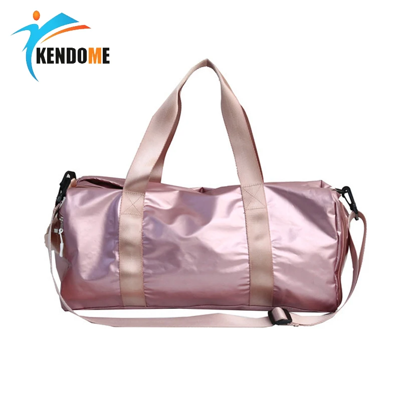 Женская спортивная сумка для фитнеса и спортзала вместительная розовая через