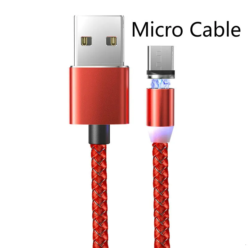1 м Магнитный Micro USB кабель для быстрой зарядки iPhone samsung кабель для передачи данных Магнитный кабель для зарядки usb type C 3A кабель для мобильного телефона - Цвет: red for micro