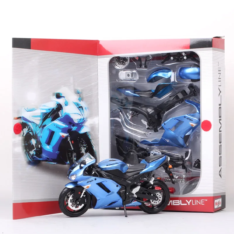 

Maisto Assembly line 1:12 scale Kawasaki Ninja ZX-6R bike racing model Diecast supersport motorcycle zx6r Vehicle DIY toy gifts