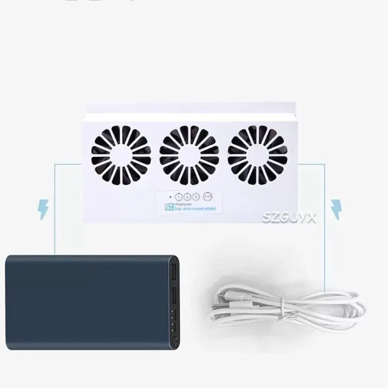 Автомобильный вентилятор на солнечной/USB-батарее с двойной зарядкой | Бытовая