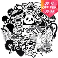 150pcs random black and white stickers for suitcase skateboard laptop phone motorcycle bicycle car accessories mixed stickers