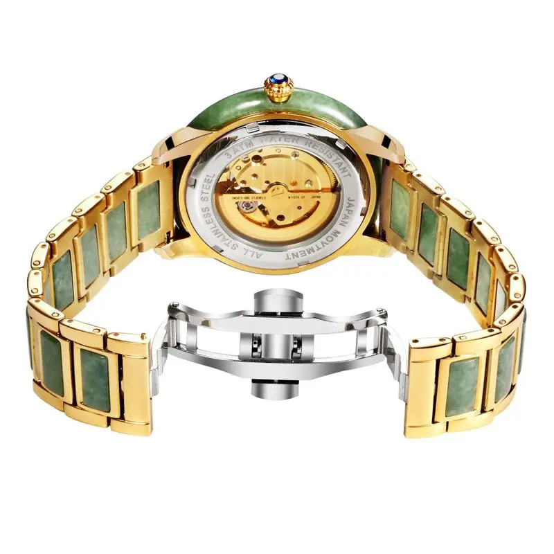 

2020 New Top Fashion Jade Mechanical Watch Hollow Out A Trainspotter Waterproof Watches Set Auger Hetian Lovers Undertakes