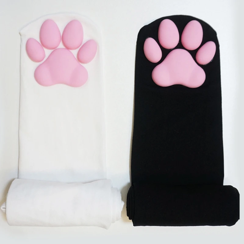 

Women Girls Anti-Slip Over Knee Socks Kawaii Kitten Paw Pad Thigh High Stockings