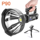 Мощный светодиодный фонарик AIBOO P90, портативный прожектор с зарядкой от USB, водонепроницаемый светильник с треногой