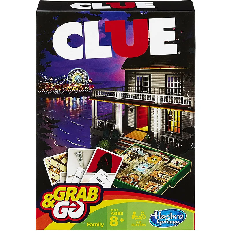 

Hasbro Clue Grab and Go Game Mystery Decryption Games Portable Travel Version Family Party Entertainment Kids Adult Toys Gift