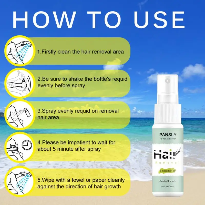 

Natural Aloe Ingredients Fast Body Gentle Moisturizing Hair Removal Spray 30ml Depilatory Hair Removal Cream Shaving