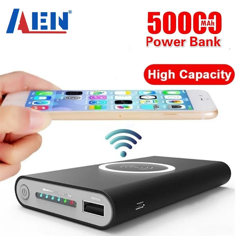 50000mAh Qi Беспроводное зарядное устройство для IPhone X 8 Plus Samsung Note быстрое портативное