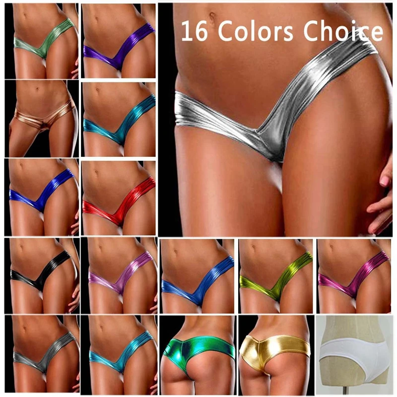 Sexy wetlook Lingerie Latex Thong Panties Faux Leather Elastic pvc Catsuit Costume ladies night stage Mini Shorts for women |