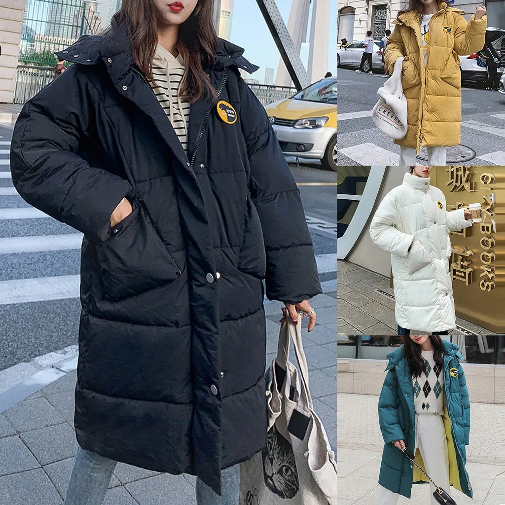 manteau femme winter coat Women Winter Dinosaur Print Hooded Pocket Long Sleeve Coat abrigos mujer invierno