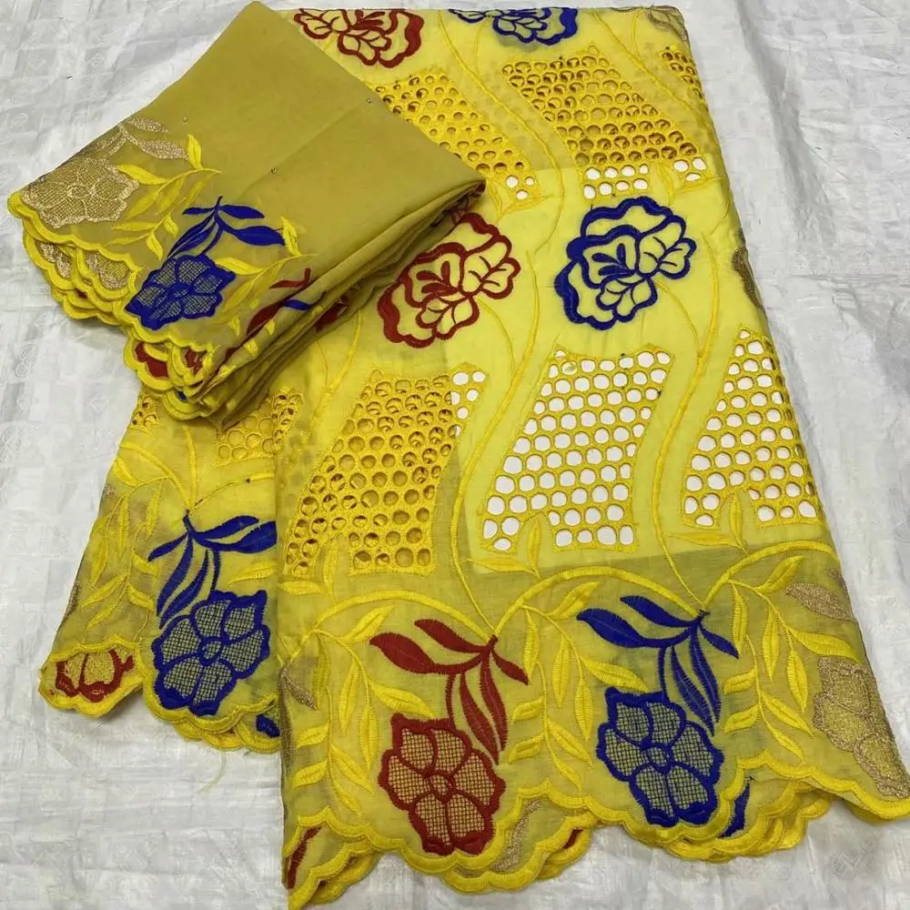 

5+2Y Design Black African Embroidery Cotton Lace Fabric With Swiss Voile Lace Cloth For Dress Set OCV70