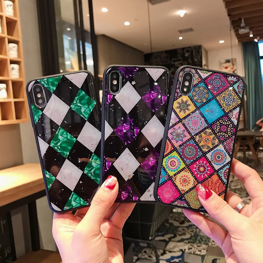 

Phone Case For iPhone 11 6 6s 7 8 Plus X XR XS Max Luxury Bling Gold Foil Color grid Glitter Soft TPU For iPhone 12 11 Pro Max