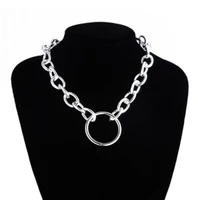 gothic chain choker necklace circle rock statement necklace for women goth jewelry vintage collier femme fashion egirl gift gold