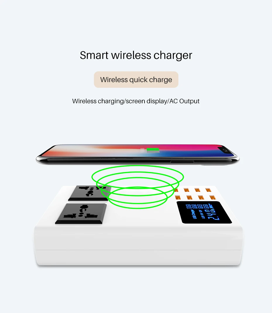 Новая мода AC Розетка 40 Вт быстрое зарядное устройство для ipad iphone huawei Xiaomi samsung LG адаптер питания смарт универсальное беспроводное зарядное устройство
