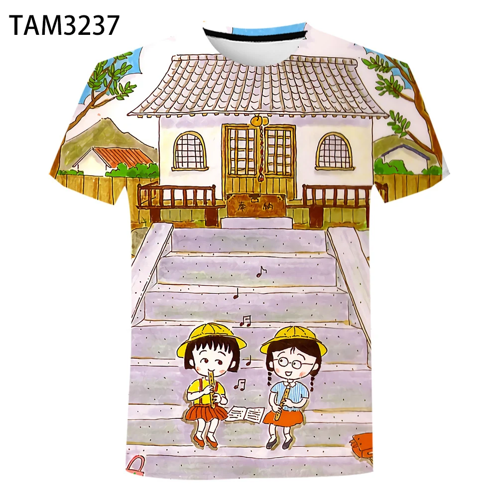 Летняя футболка с 3D-принтом вишни и японских анимаций для мужчин женщин детская