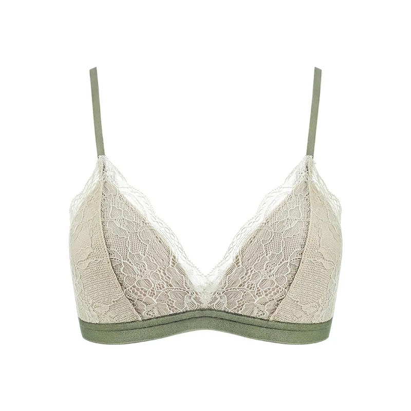 

Girls thin small breasts French triangle cup underwear set summer lace student sexy bra women