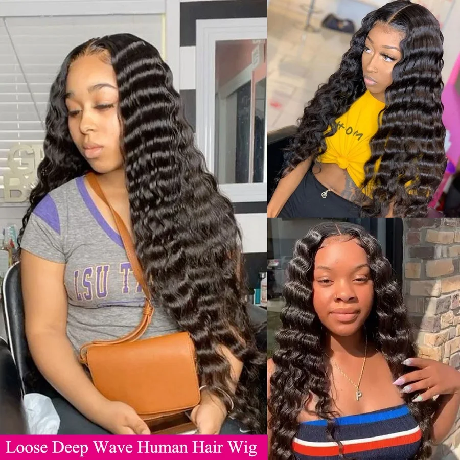 

30 Inch Brazilian Loose Deep Wave Wigs 4x4 5x5 Lace Closure Wig 180 Density13x6 HD Lace Front Remy Human Hair Wigs for Women