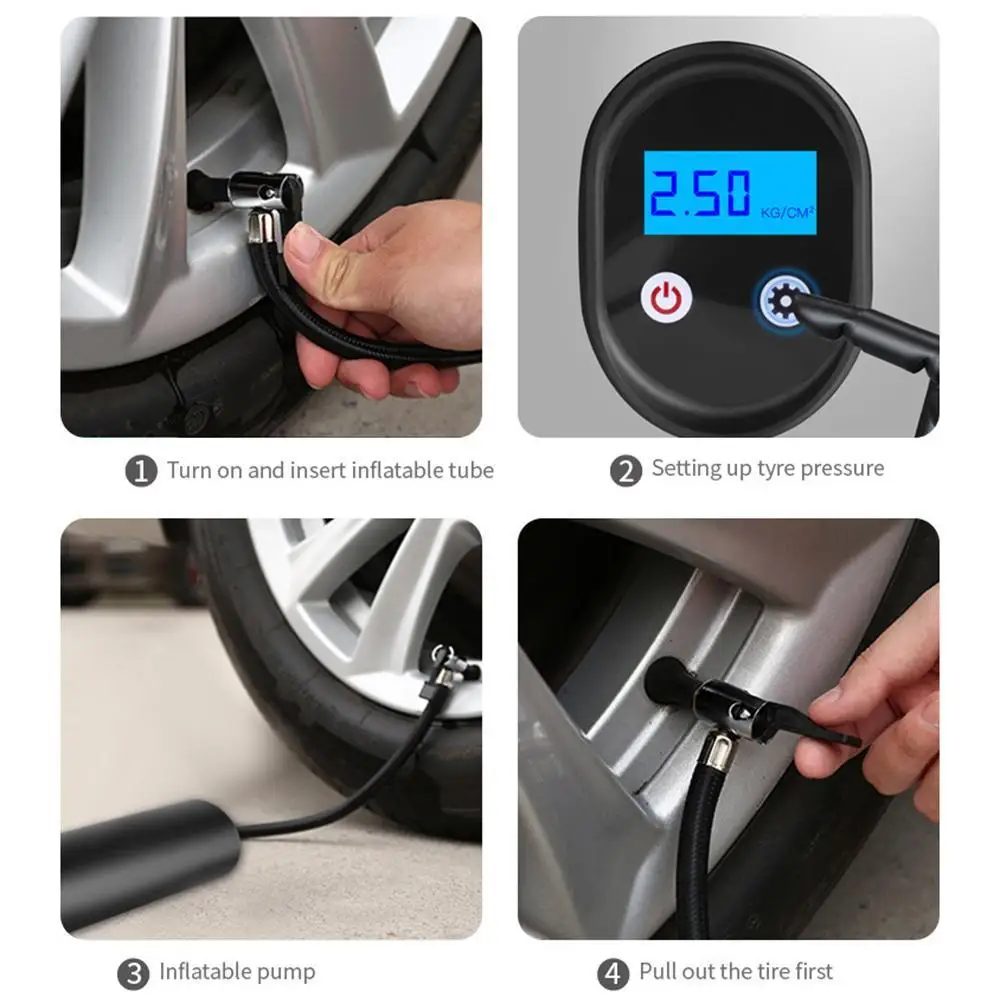 

12V Rechargeable Air Pump Tire Inflator Cordless Portable Compressor Digital Car Tyre Pump for Car Bicycle Tires Balls