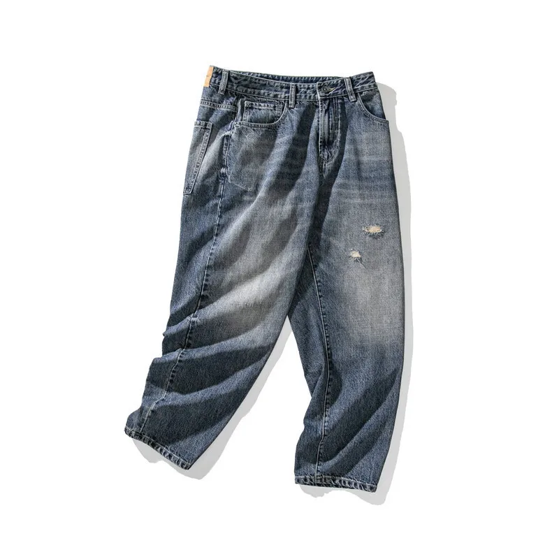 

Autumn 2020 straight pants men's fashion brand ins men's wear old washed worn jeans men's