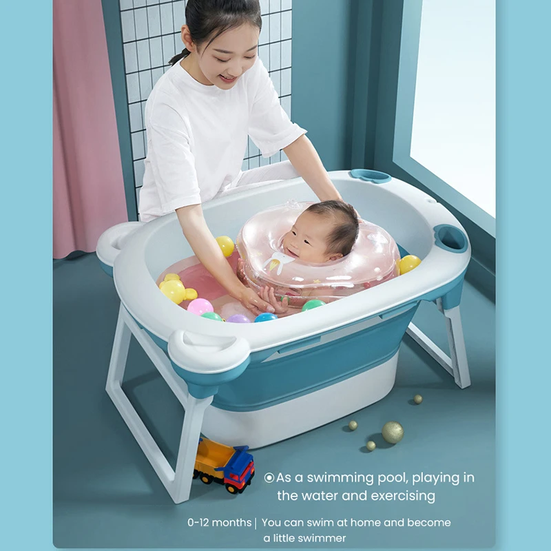 Детская блестящая Складная Ванна для купания 83 см ведро ванны новорожденных