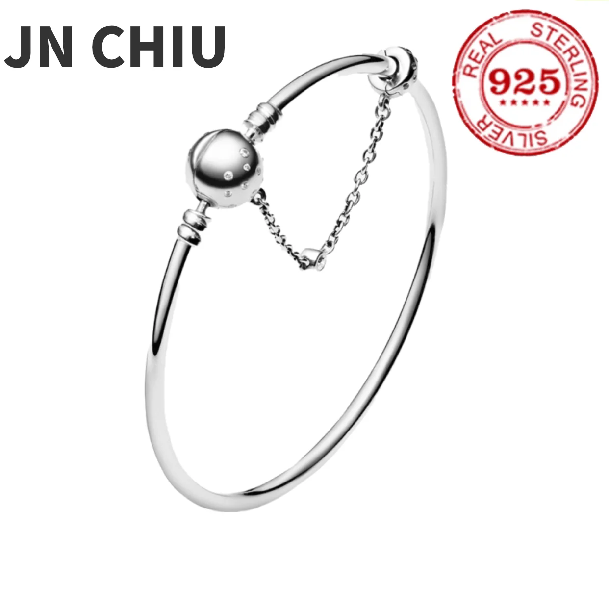 

Hot Sale Real 100% 925 Sterling Silver pan bracelet Love heart crystal bracelet For Women Fit Original DIY Charm Jewelry