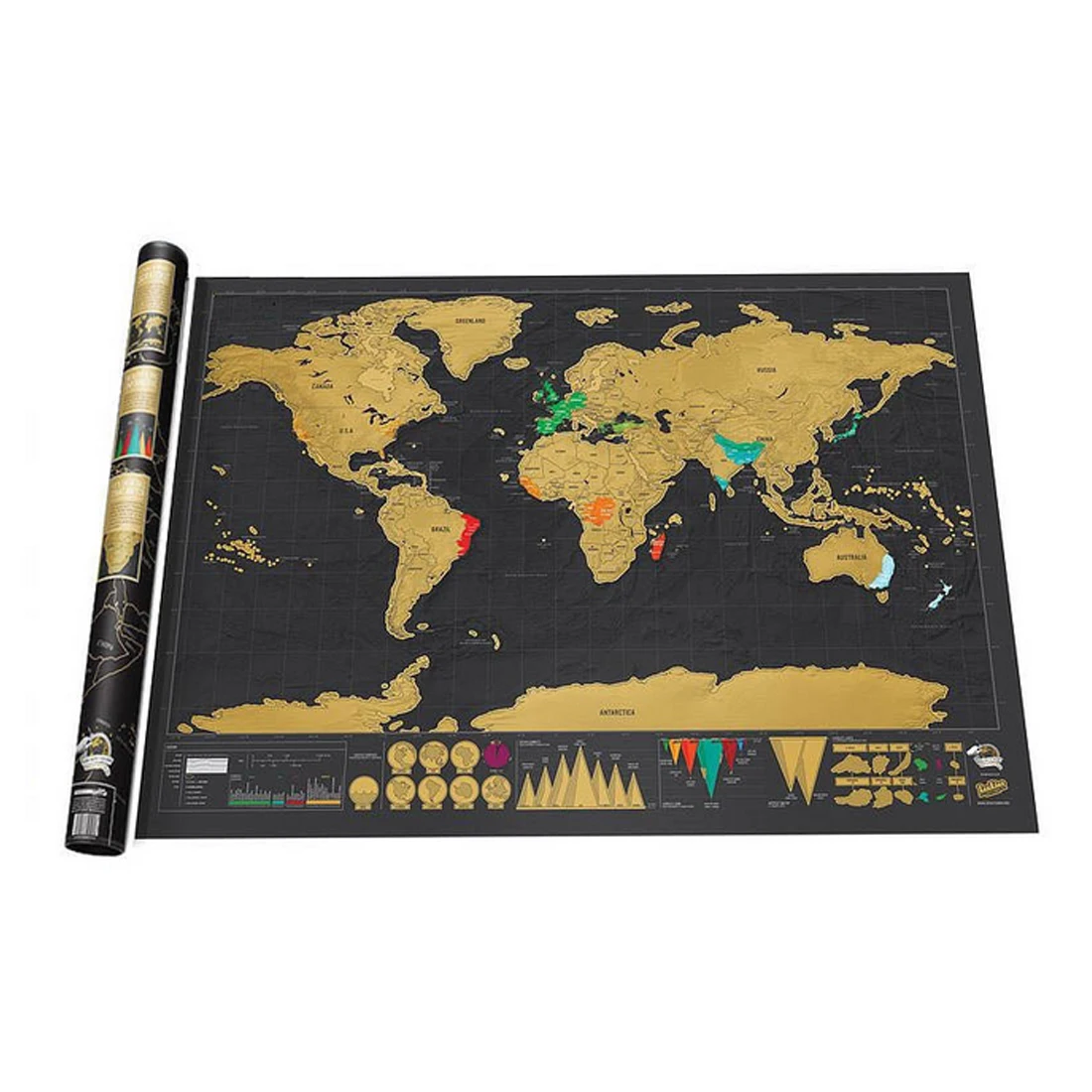 Map Poster Wall Art Sticker Home Decorationworld map necklaceLuxury Travel Scratch Off World Scrapes | Дом и сад