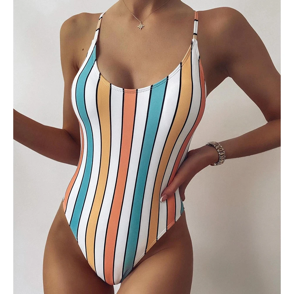 Женский купальник-монокини с эффектом пуш-ап лямкой на шее 2022 | Спорт и