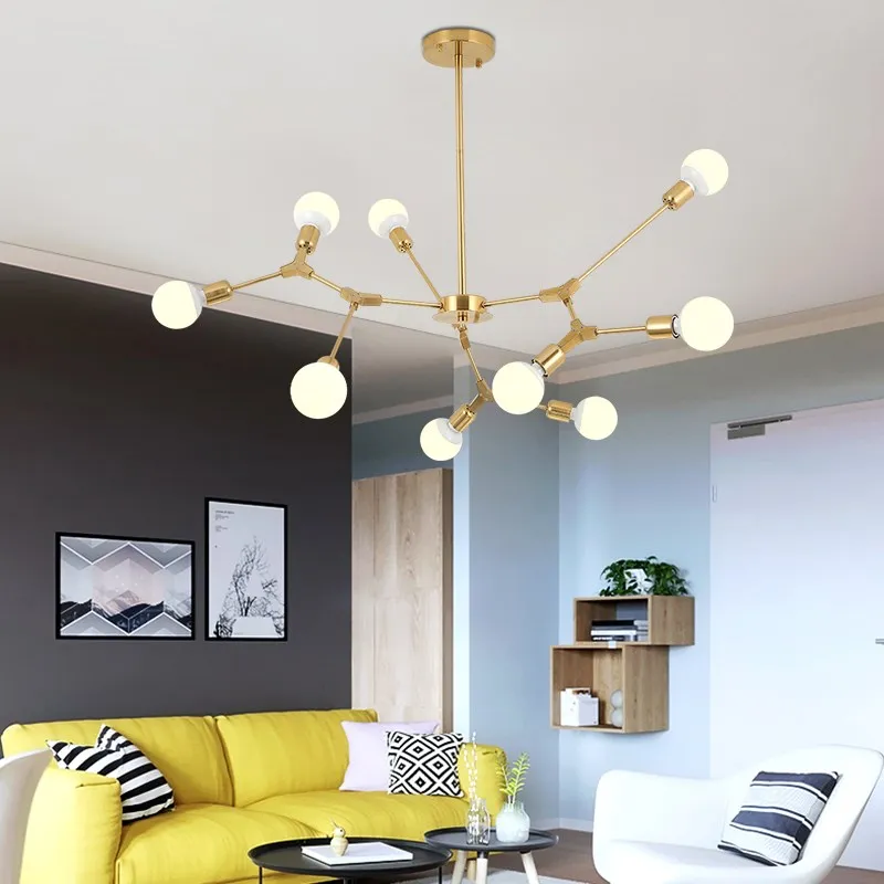 

Sputnik Modern chandelier Magic Bean Molecular light fixture Tree Shape Ceiling lamp Nordic Postmodern lamp Kitchen Island Gold