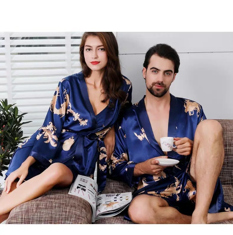5XL 4XL кимоно для мужчин из двух частей, большой размер, мужской сексуальный халат, женская одежда для сна, наборы для пар, набор халатов, пижама, туника, шелковое платье, комплект для сна