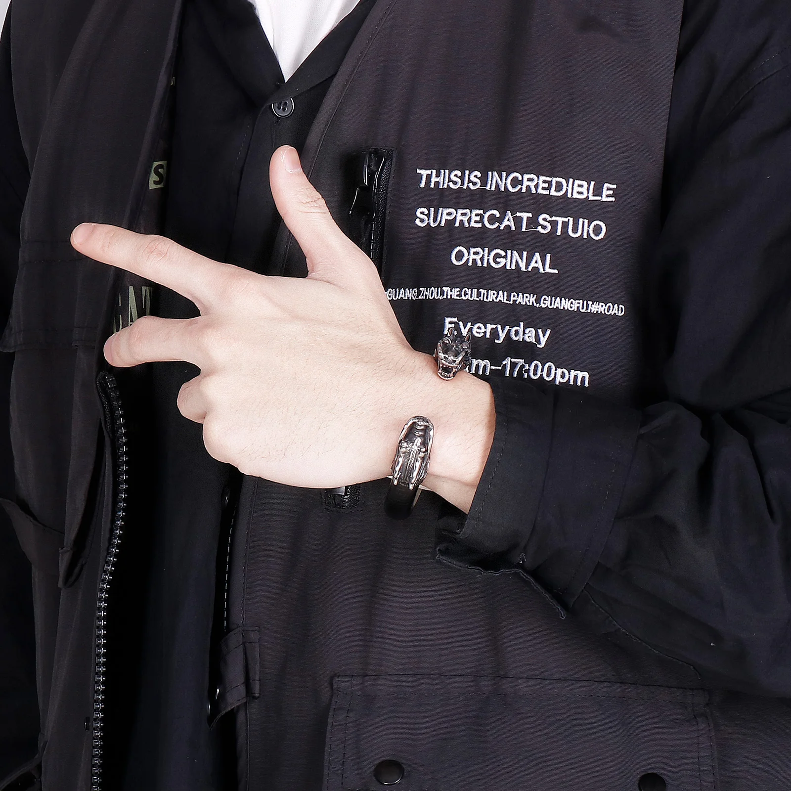 Браслет на запястье с головой дракона из нержавеющей стали 316L браслет волком