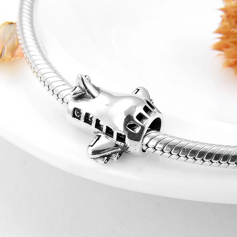 Подвески-бусины в форме самолета из настоящего серебра подходят для