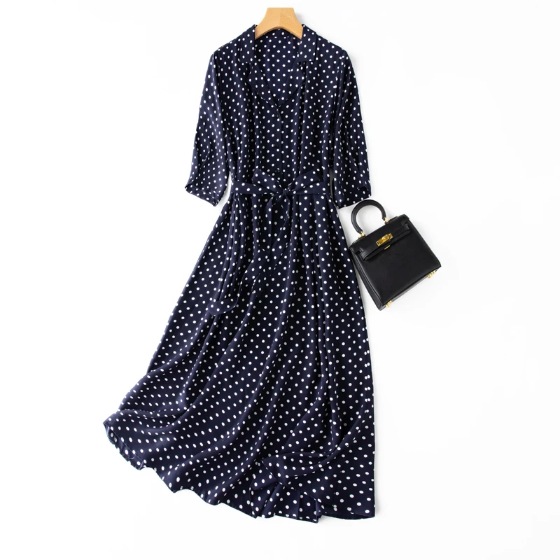 Женское длинное платье в горошек весна лето 2021|Женские платья| |